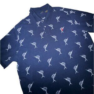 Polo Ralph Lauren‎ 3XB Mens Nautical All Over Swordfish Print Blue Surf Shirt